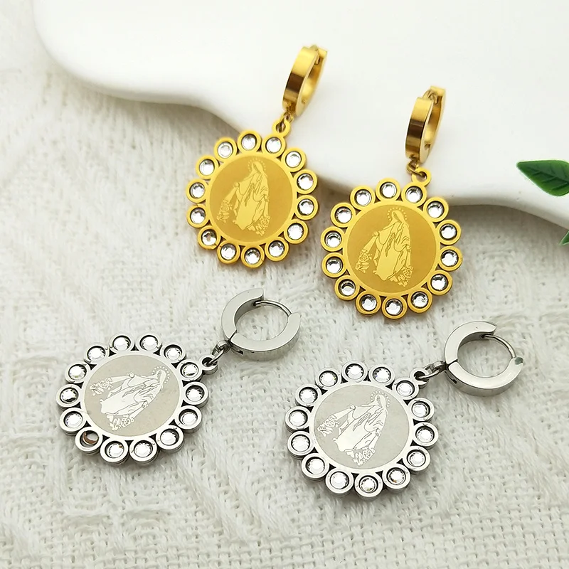 Женские серьги-кольца с молитвенным обручем из нержавеющей стали