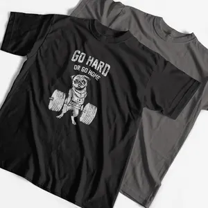 THE COOLMIND 100% cotton casual short sleeve go home or go hard pug printed men T shirt 2017