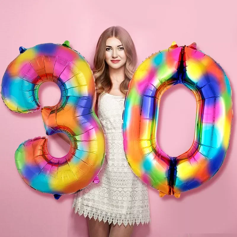 

New 40inch New Rainbow Number Foil Balloons Happy Birthday Wedding Christmas Party Decoration Digital Balloons Kids Gift Air Glo