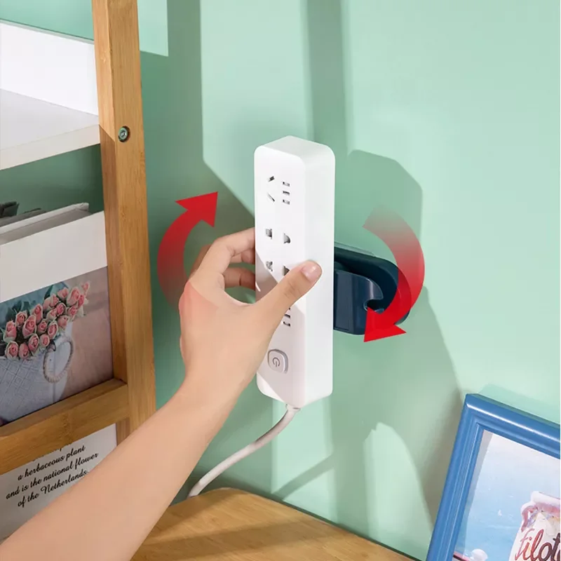 

Self Adhesive Power Strip Holder Wall Mount Punch Free Rotatable Cable Organizer Socket Retainer Household Power Strip Holder