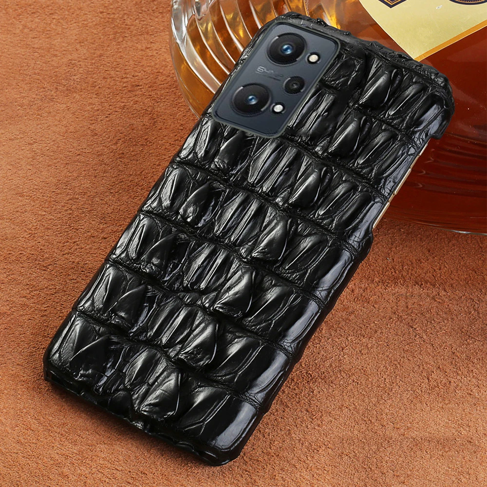 

Genuine Natural Crocodile Leather Phone Case For OPPO Realme 10 9 Pro plus C33 C30 C35 GT 2pro GT neo 2 3T back Cover case funde