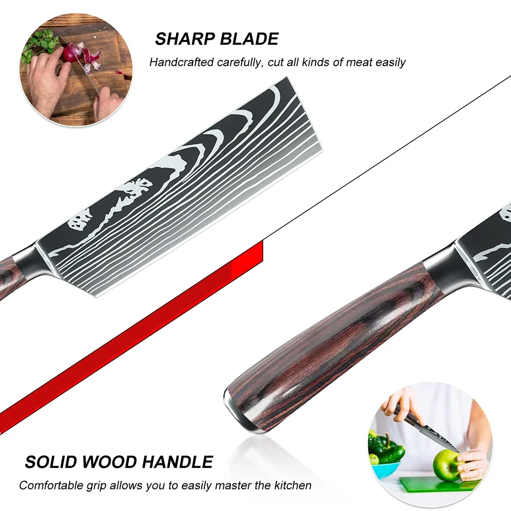 1-2 шт. набор кухонных ножей из нержавеющей стали ножи шеф-повара суши мясо Сантоку