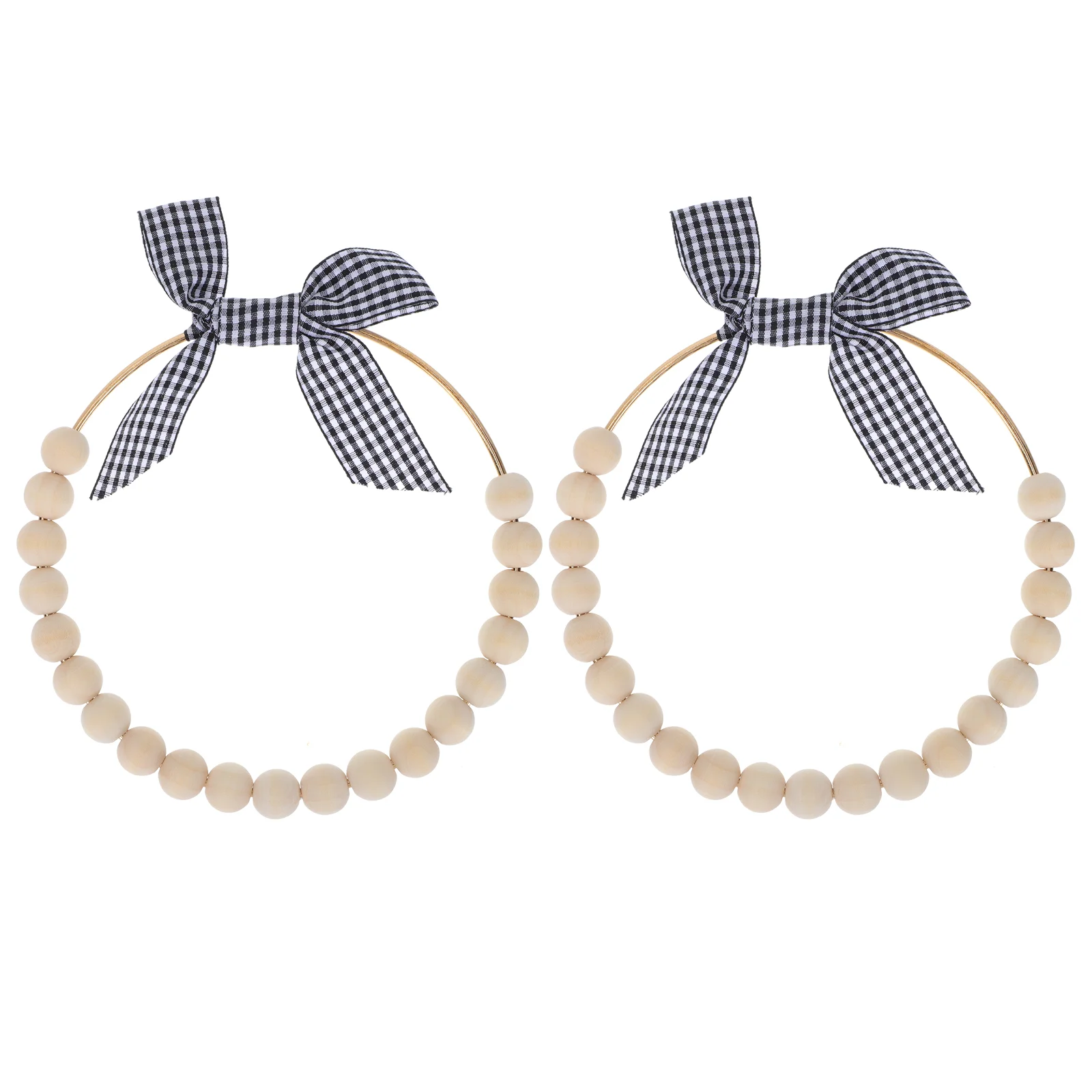 

Wood Bead Wreaths Christmas Hanging Cabinet Floral Wreath Ornaments Rustic Wall Farmhouse Kitchen Ornament Tree Metal Hoop Ring