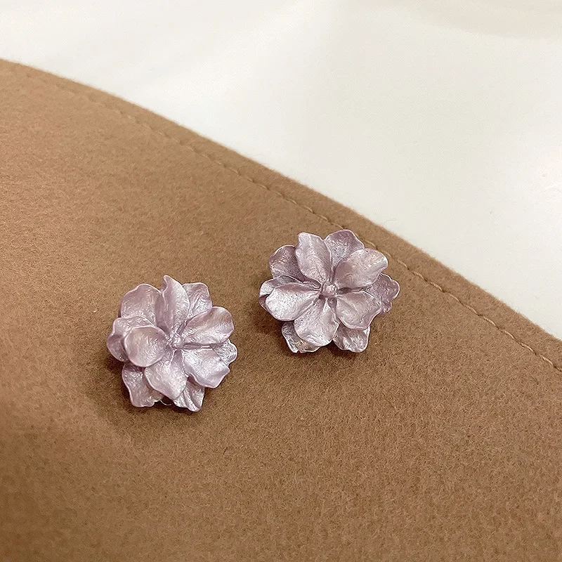 S925 Серебряные иглы с цветком камелии серьги во французском стиле лесная система