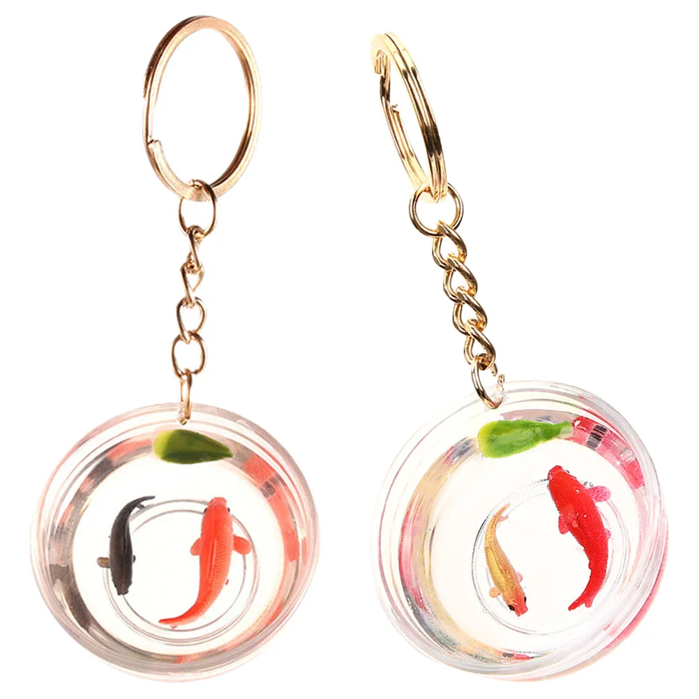 

2 Pcs Goldfish Keychain Pendant Chains Car Keys Rings Hanging Decoration Charm Lucky Tank