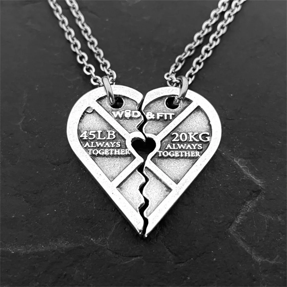 

10 пар ожерелий для пар, ожерелье для подтяжки веса, сердце, всегда вместе, Оставайтесь вместе, подтяжка веса, для тренажерного зала, бодибилдинга, фитнеса