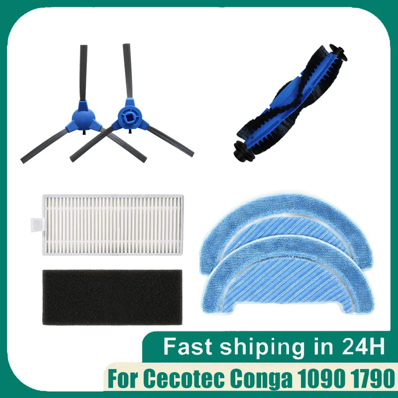 For Cecotec Conga 1090 1790 Titanium Ultra Robot Vacuum Replacement Main Side Brush Hepa Filter Mop Rag Spare Parts Accessories