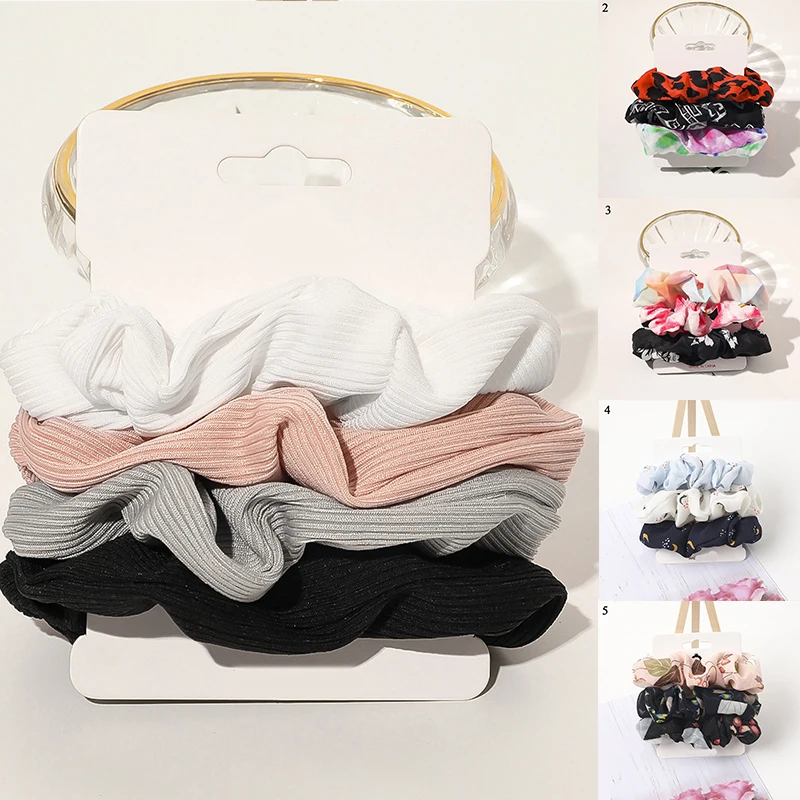 

3/4Pcs Scrunchies Set Elastic Hair Bands Hair Rope Rubber Bands Vintage Women Girls Ponytail Holder Hair Ties Hair Accessories