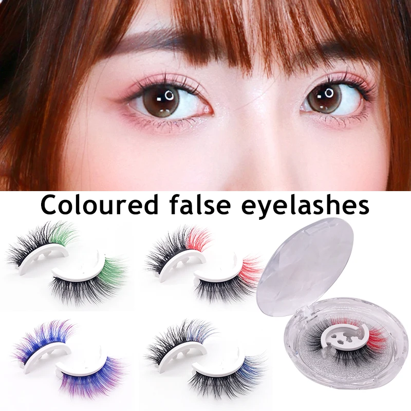 

3D Mink Hair Wispy Cross Self-adhesive Eyelashes Glue-Free Colored Fake Lashes Reusable Lash Extension 3 Seconds To Wear