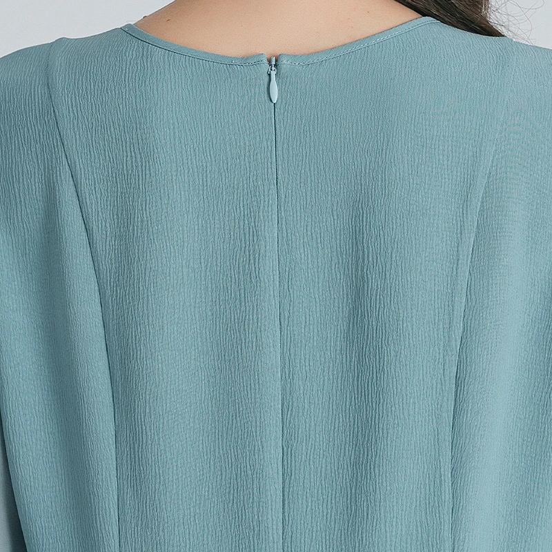 Женское шелковое платье со шнуровкой с круглым вырезом и коротким рукавом