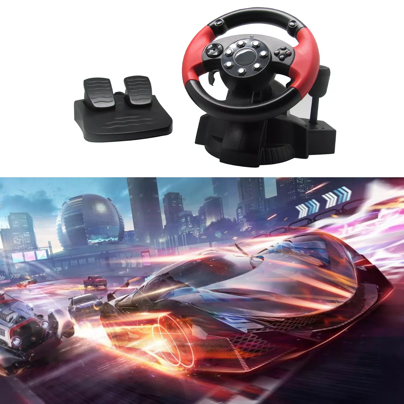 

Gaming Racing Simulator Vibration Steering Wheel Pedal For PS3/PS2 Dual Vibration 200° USB Car Race Steering Wheel