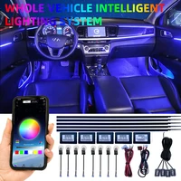 18 in 1 led car ambient lights interior led acrylic strip light rgb 64 color light guide fiber optic decoration atmosphere lamp