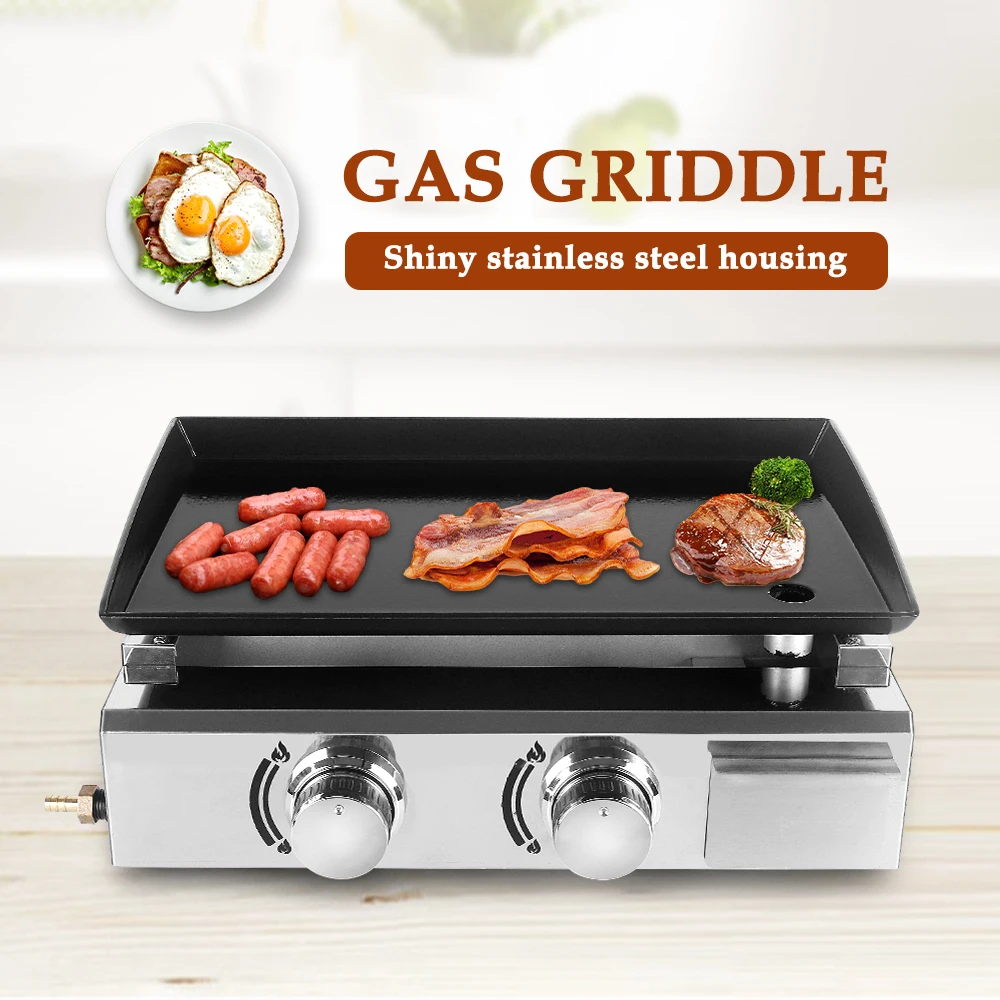 

2 Burners Gas BBQ Grills LPG Plancha Beef Pork Chicken Cooking Hot Plate Non-stick Barbecue Tools Grills For Outdoor