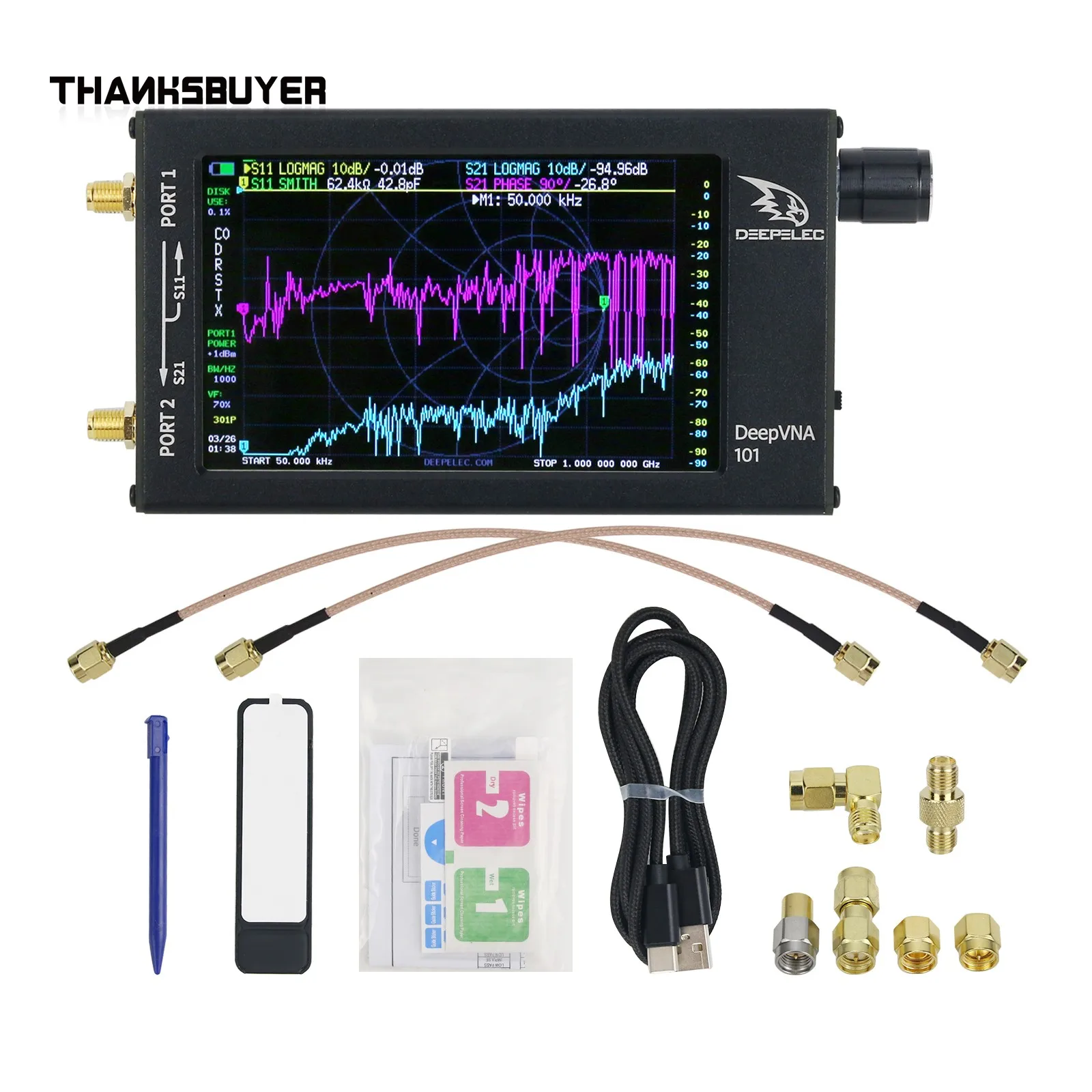 Векторный анализатор сети Wishcolor DeepVNA 101 10K-1,5 ГГц, HF VHF UHF ...