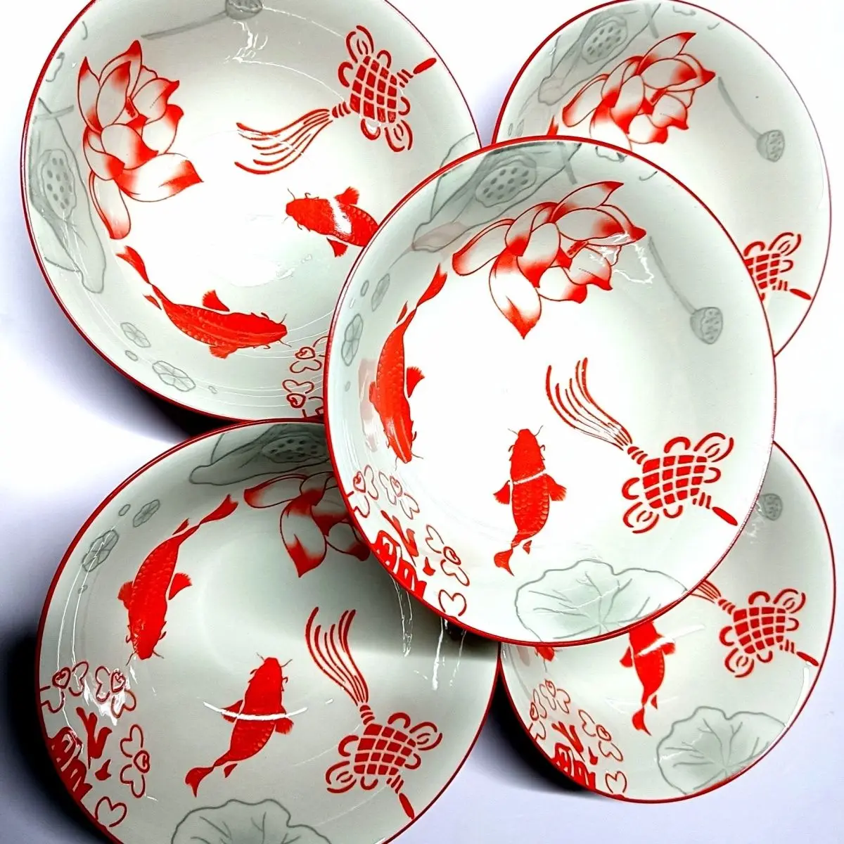 Круглая тарелка с золотой рыбкой овощная для дома новый весенний фестиваль Lucky Fish