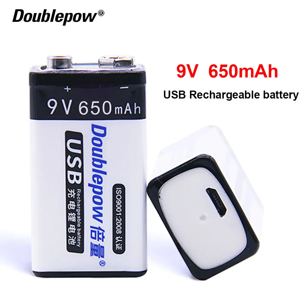 

Usb rechargeable 9v 650mAh Lihtium Batteries 6F22 Li-ion Rechargeable Battery for Toy Remote Control KTV Multimeter Microphone