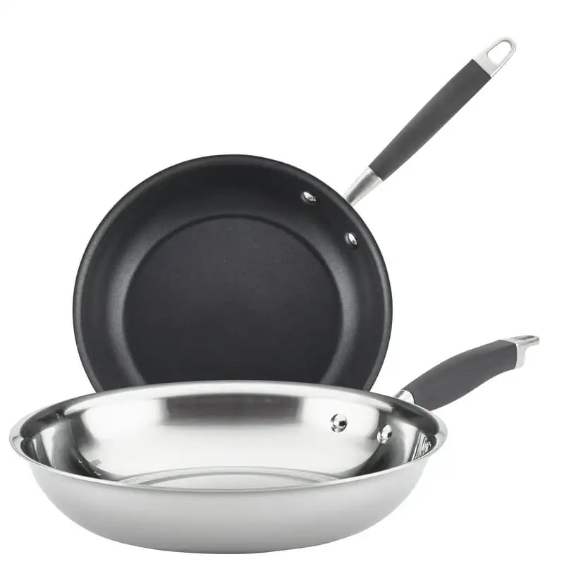 

Tri-Ply Onyx Stainless Steel French Skillet, Twin Pack Kitchenware Gifts for Friends and Family Cooking