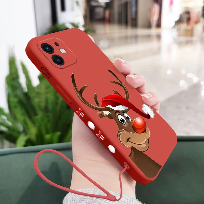 

Merry Christmas Snow Elk Phone Case For OPPO Realme 7 8 9 C2 C11 V25 C21 C21Y 2020 RENO 4 Pro 4G 5G FIND X3 LITE with Hand Strap