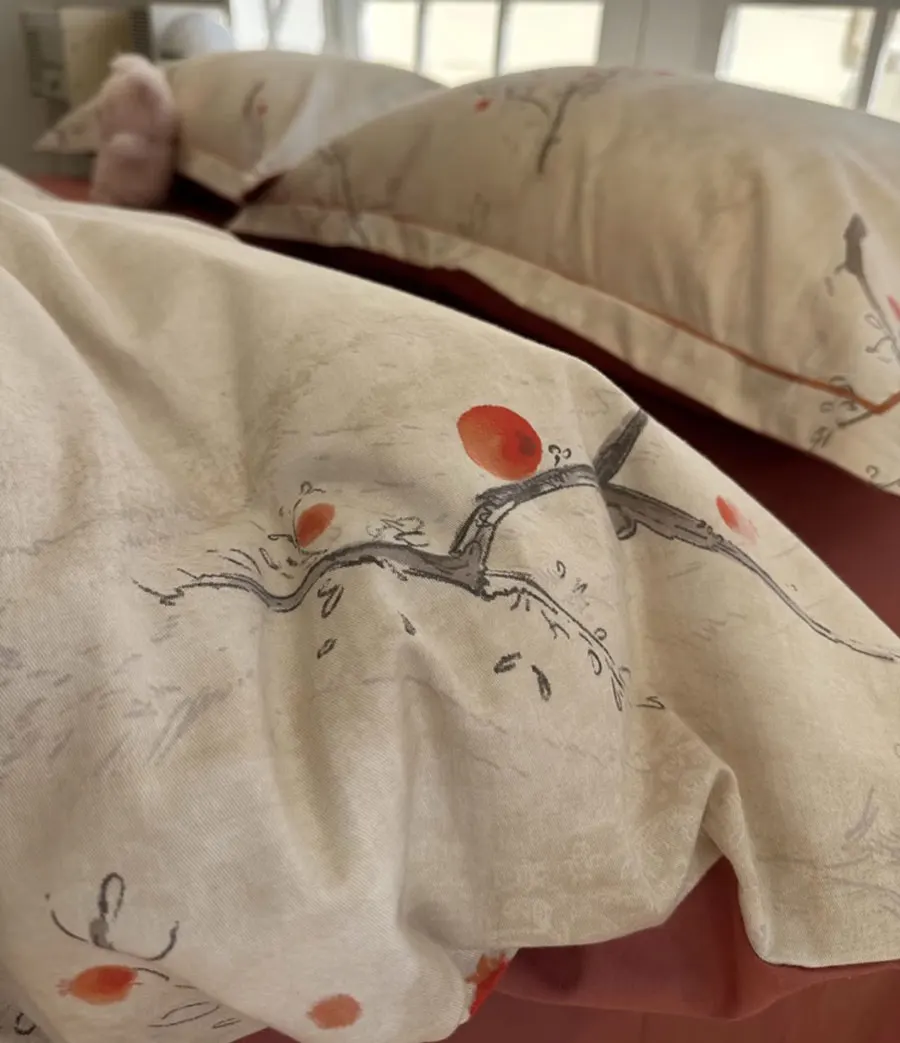 Модный комплект постельного белья с красными растениями одинарный двойной