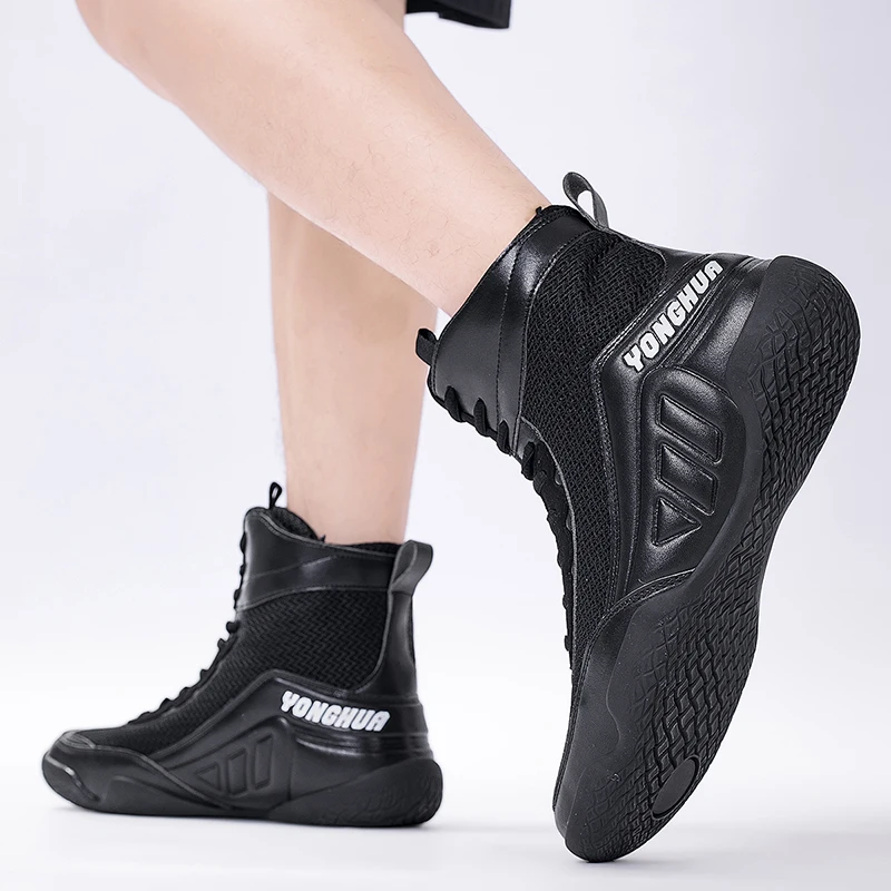 Профессиональные мужские боксерские и борцовские кроссовки синие черные