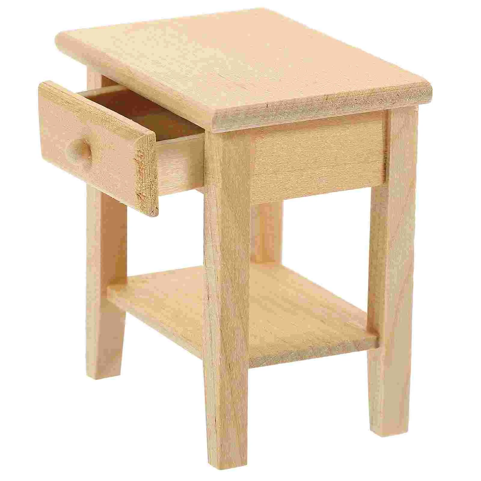 

House Decoration Mini Wood Desk Model Miniature Table Minature Dollhouse Wooden End Tables Tiny
