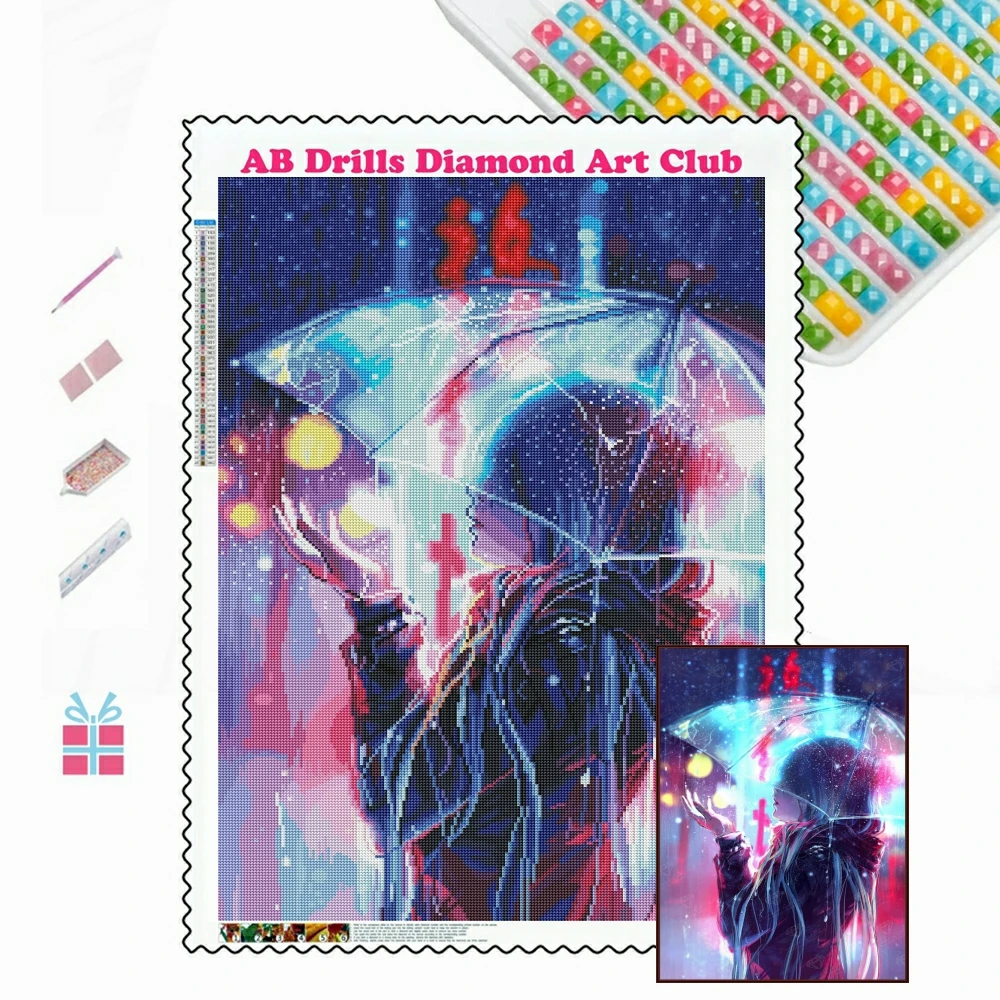 

Japanese Cartoon Girl AB Drill Diamond Painting Mosaic Cross Stitch Fantasy Artwork Embroidery Handmade Rhinestones Home Decor