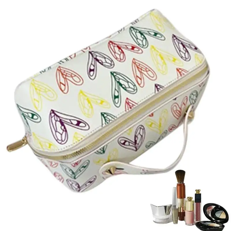 

Makeup Bag Large Capacity Smooth Zipper Pouch With Strong Handle Multifunction Waterproof Brush Organizer Bag With Compartments