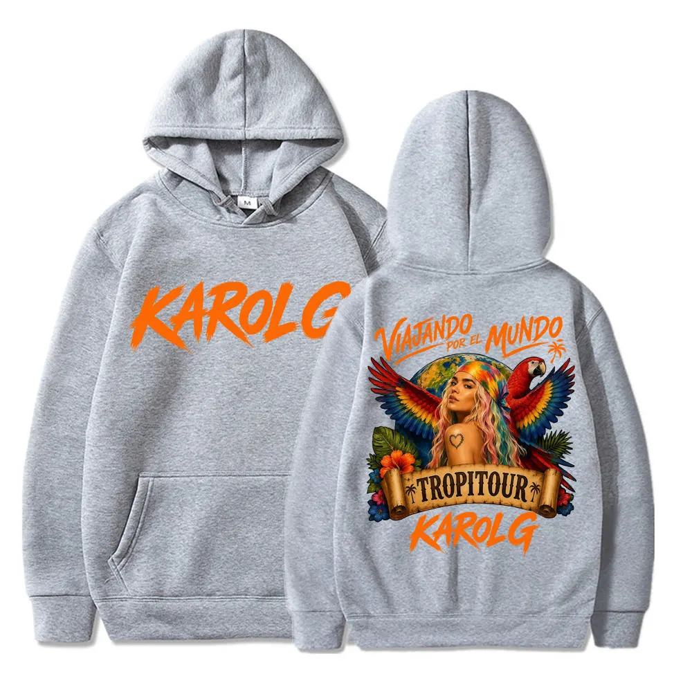 Фото Худи Karol G Tropicoqueta Tour Album 2026 для мужчин и женщин, популярные модные толстовки, оверсайз, повседневная флисовая спортивная одежда, подарки для фанатов. №4