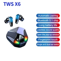 x6 tws v5 1 bluetooth earphones game 40ms low latency microphone gaming headphones wireless sports headset hd call earpieces