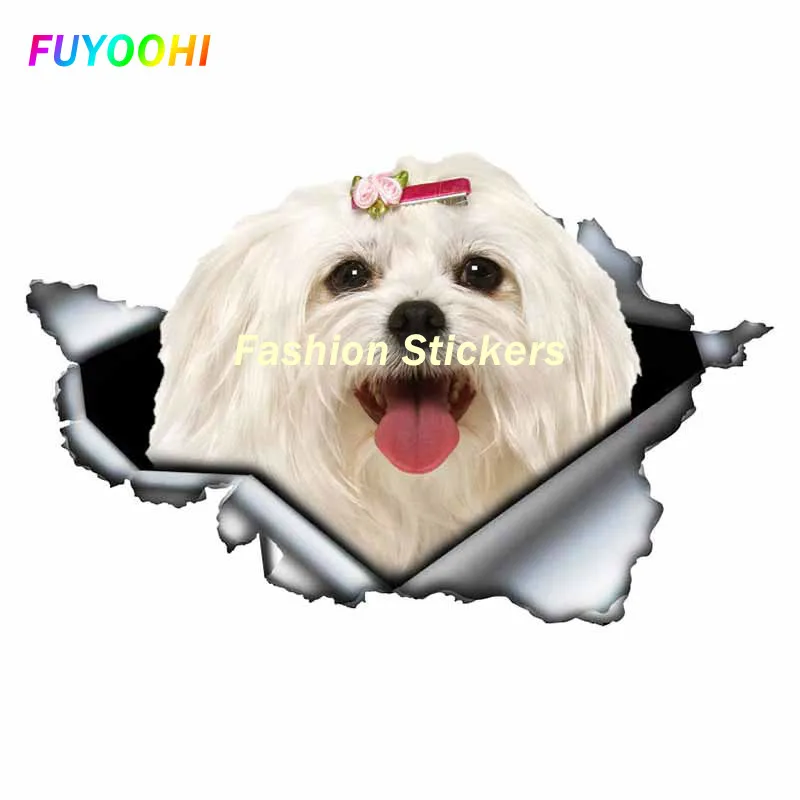 

FUYOOHI Exterior/Protection Fashion Stickers Lovely Maltese Pet Dog Car Sticker Decoration Waterproof Window Boot Decal PVC