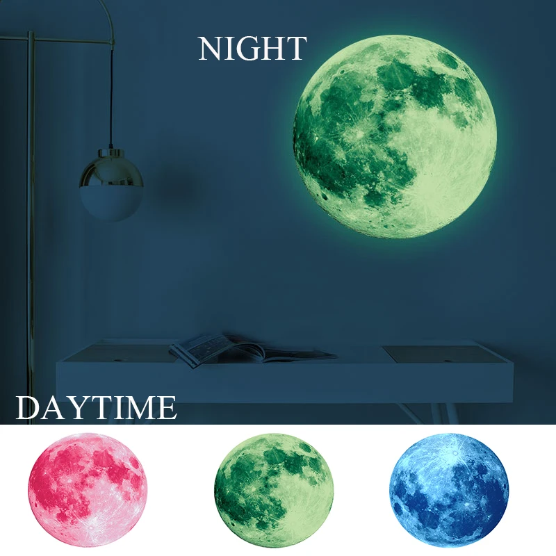 

3D Luminous Moon Wall Sticker For Kids Room Living Room Bedroom Decoration Home Decals Glow In The Dark Wall Stickers Decorative