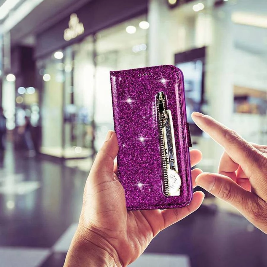 Wallet Glitter Leather Case For Xiaomi Redmi Note 11 Pro 10 Pro 9 Pro 8 10C 9A 9C 9T Poco X3 X4 X5 Pro M5 C40 11T 12 Lite 12T
