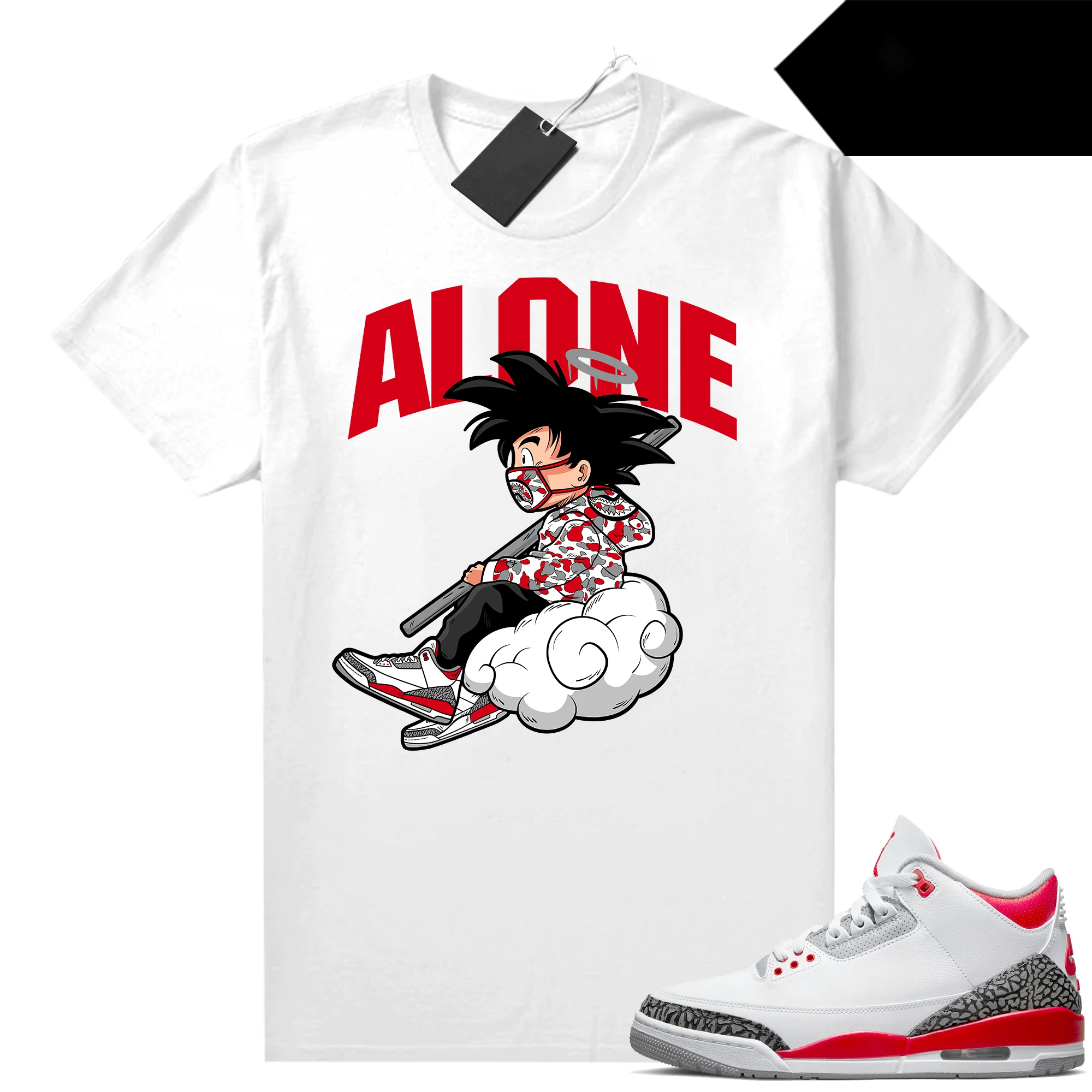 

Fire Red 3s Shirts Sneaker Match White Alone Sneaker Clothing 100% Cotton Unisex Graphic T Shirts For Men