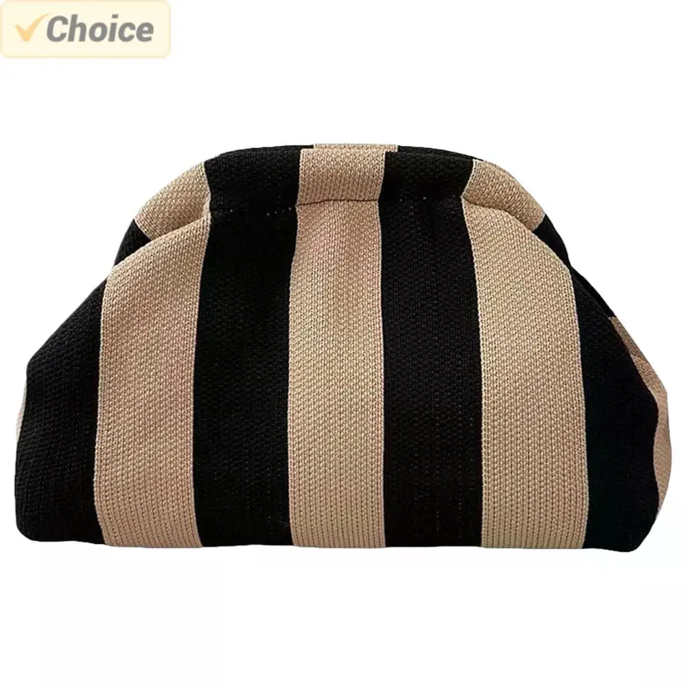 Женский Вязаный Клатч Контрастного Цвета Из Хлопчатобумажной Ткани