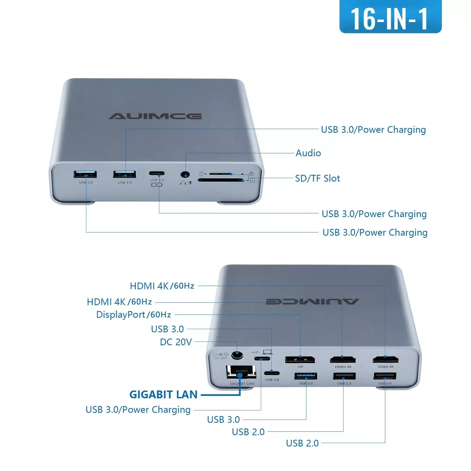 

Док-станция USB C с тремя мониторами, 16 в 1