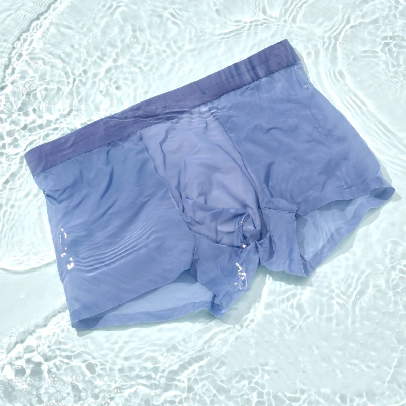 Summer 50g Ice Silk Men's Quick Drying Boxer Shorts Breathable Ultra Thin Translucent Underpants Wholesale Youth Nylon Underwear