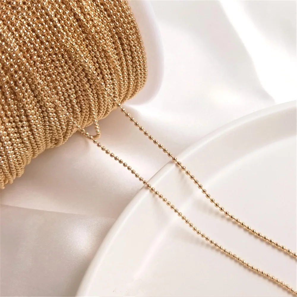 

14K Gold Color Small gold bead chain round bead chain in bulk semi-finished chain DIY necklace clavicle chain ornament material