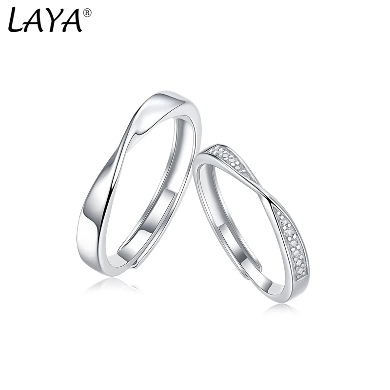

LAYA New Couple Wedding Rings 925 Silver Round Brilliant Cut Diamond Test Past D Color Moissanite Engagement Ring For Men Women