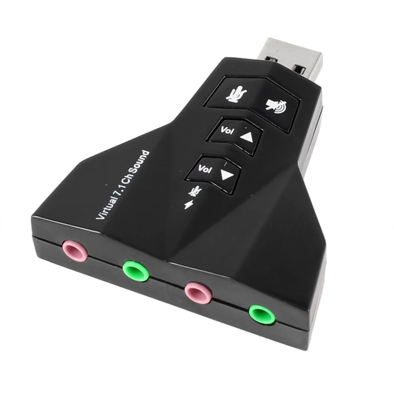 

Переходник 3,5 мм с USB 2,0 на 3D виртуальную звуковую карту 7,1 CH