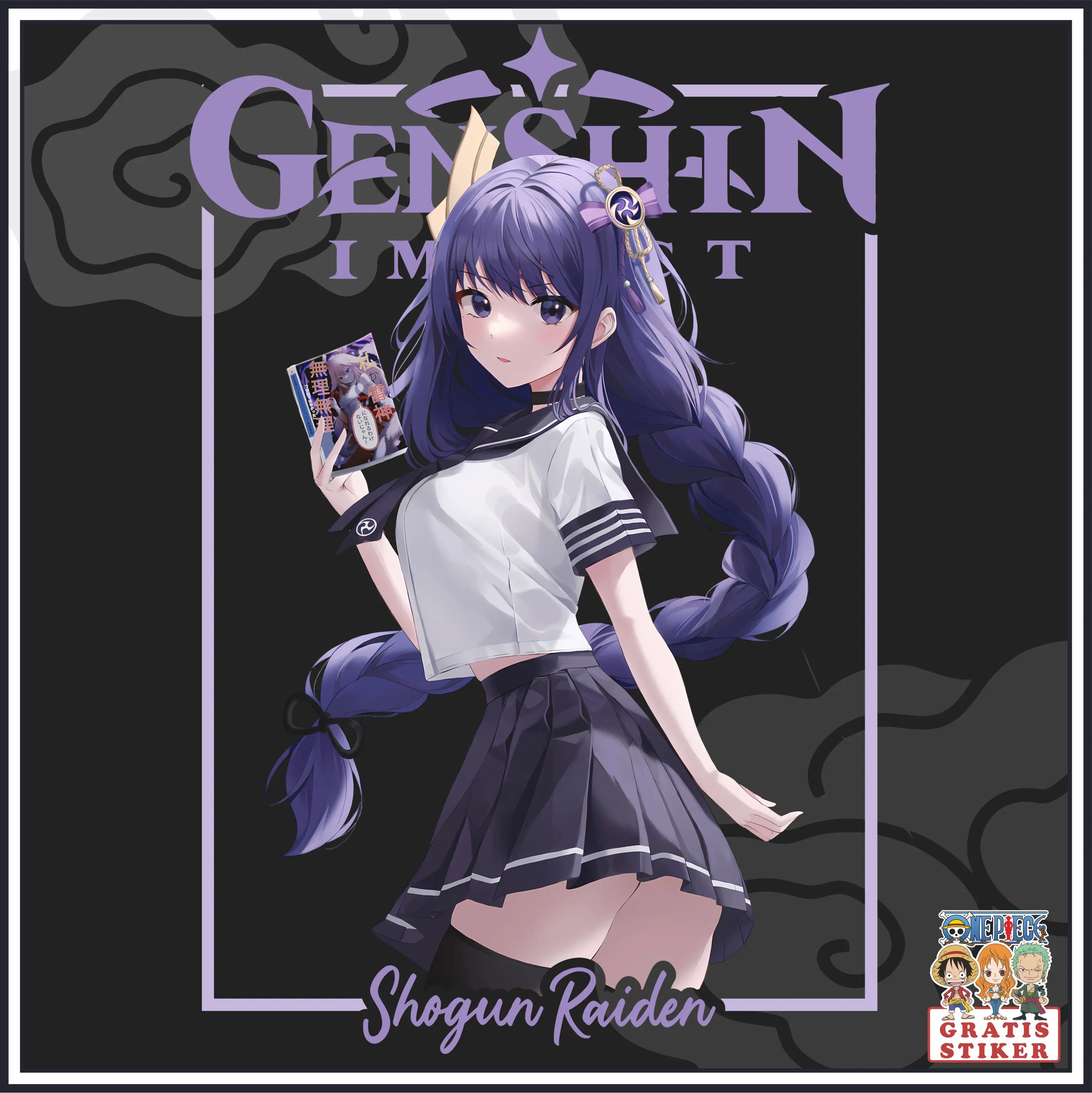 Kaos Raiden Shogun Genshin Impact 003 Baju Anime katun 24sabad Футболка Аниме