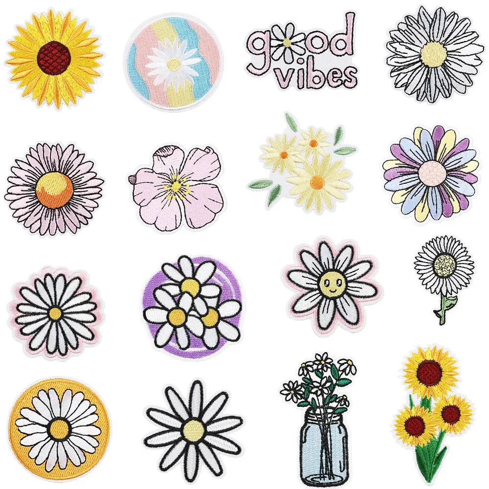 

Flower DIY Embroidery Patches For Women Clothing Iron On Patch Embroidered Appliques Clothes Hats Patchs