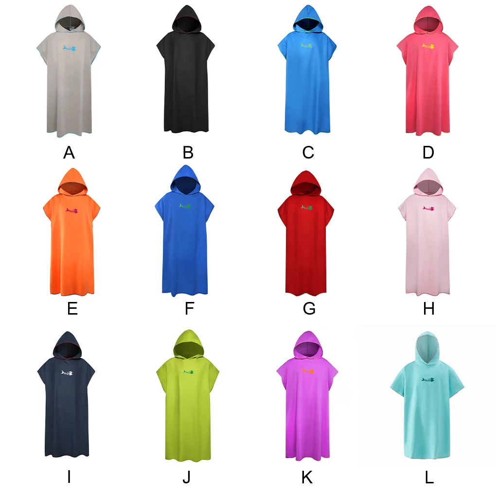 

Bathrobe Windproof Fast Drying Thermal Microfiber Washable Short Sleeve Hooded Solid Color Seaside Pool Robe Towel