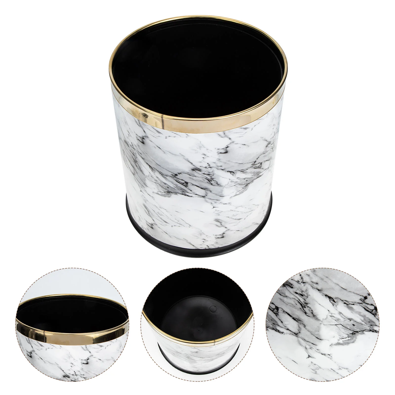 

Can Trash Bin Waste Garbage Kitchen Basket Marble Round Bathroom Rubbish Container Wastebasketpaper Marbling Office Littertable