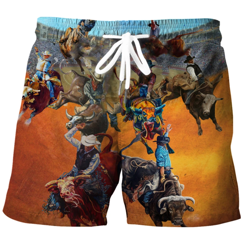 Брендовые шорты CLOOCL Wild West Bull Riding с 3D принтом пляжные для мужчин и женщин уличная