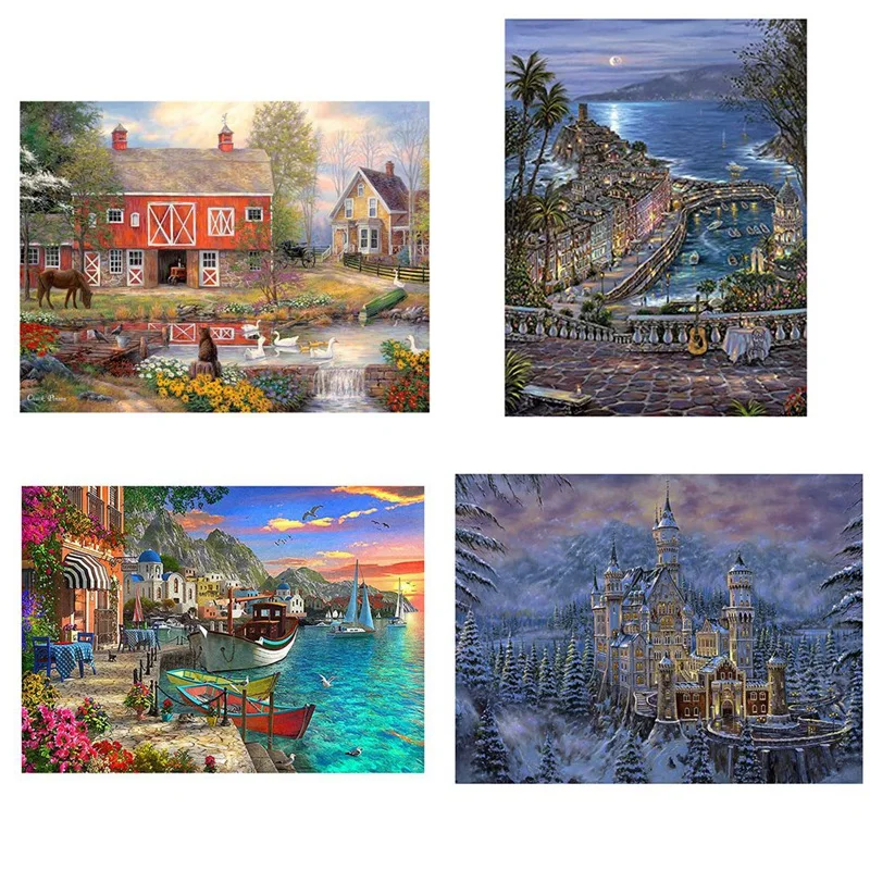 

Adult Kids Diamond Art Painting Gift Kit Round Full Drill Stand Diamond Art Kit River Scenery