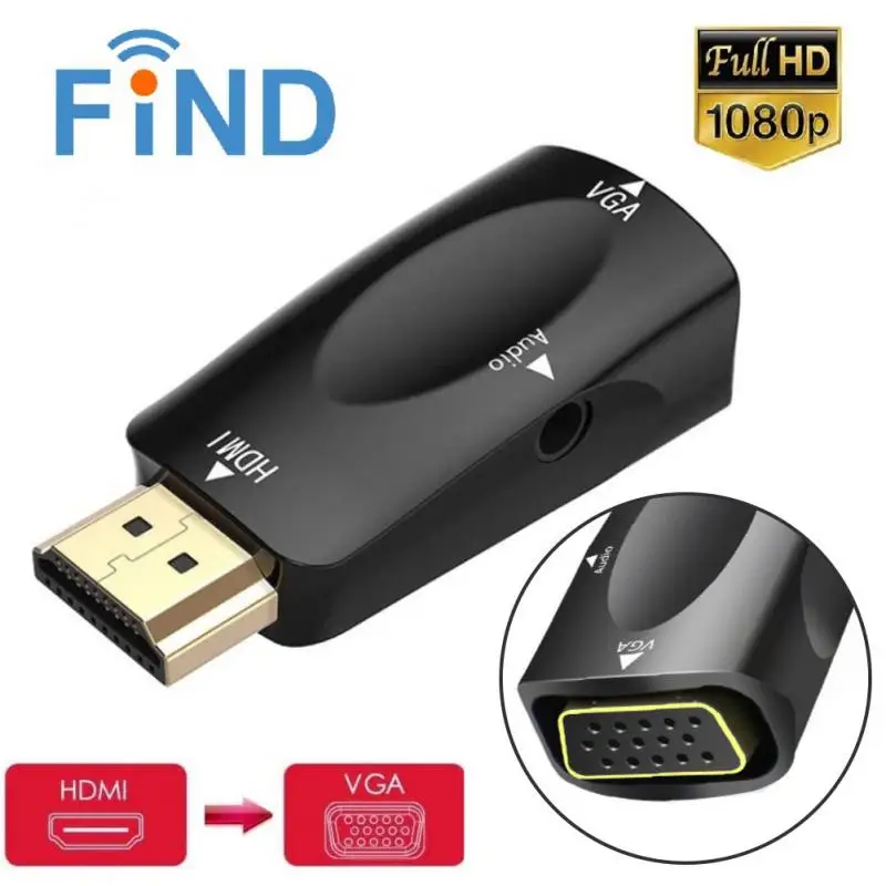 

Digital-to-analog Converter Male To Famale Converter Adapter Small Hd 1080p 3.5 Mm Jack Audio -compatible To Vga Cable Small