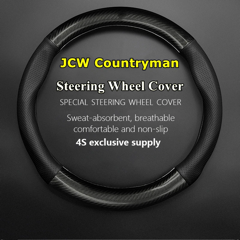 

Leather Cover For MINI JCW Countryman Steering Wheel Cover Genuine Leather Carbon Fiber 1.6T JOHN COOPER WORKS ALL4 2013 2014