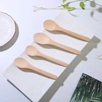 lacquerless long handle lotus spoon childrens solid wood spoon coffee honey stirring spoon household hotel wooden spoon 5pc