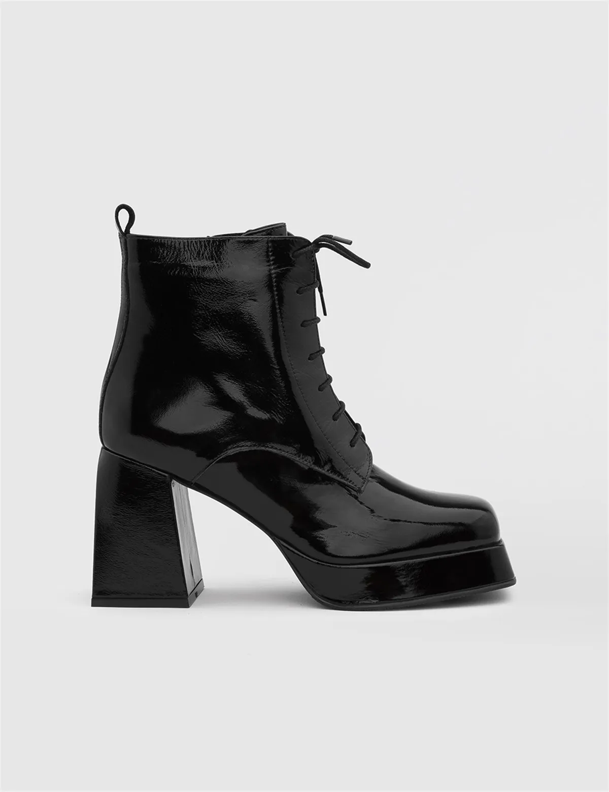 

ILVi-Genuine Leather Handmade Lapulya Black Patent Heeled Boot Women's Shoes 2022 Fall/Winter
