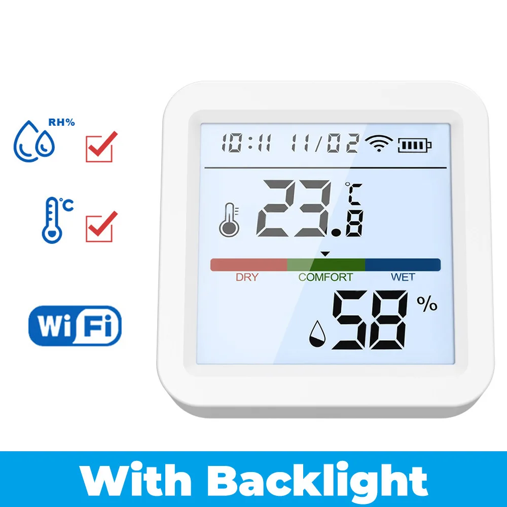 

Smart Temperature And Humidity Sensor WiFi APP Remote Monitor Wireless Sensor with APP Notification for Home Pet Garage Assistan